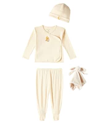 Baby cotton top, pants, beanie, and comforter set | Konges Sløjd