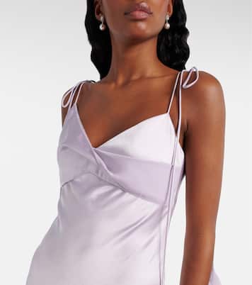 Robe longue en satin à fleurs | Self-Portrait