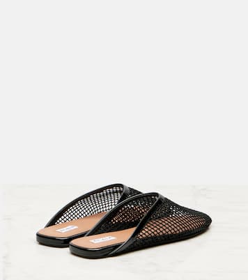 Patent leather-trimmed fishnet mules | Alaïa