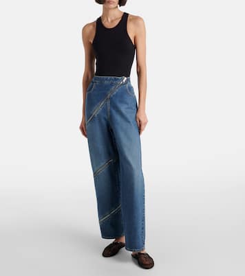 Patent leather-trimmed fishnet mules | Alaïa