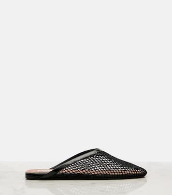 Patent leather-trimmed fishnet mules | Alaïa