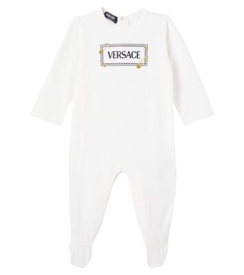Baby logo cotton-blend jersey onesie | Versace Kids