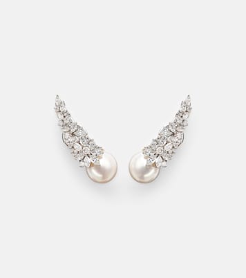 Ohrringe Pearlescent aus 18kt Weißgold (750/1000) mit Diamanten und Süßwasserperlen | Yeprem