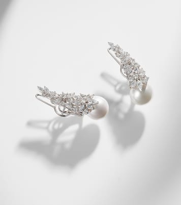 Ohrringe Pearlescent aus 18kt Weißgold (750/1000) mit Diamanten und Süßwasserperlen | Yeprem