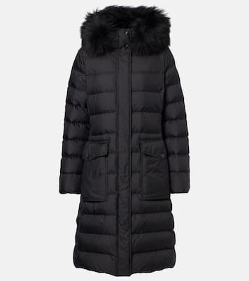 Hooded shearling-trimmed down jacket | Moncler