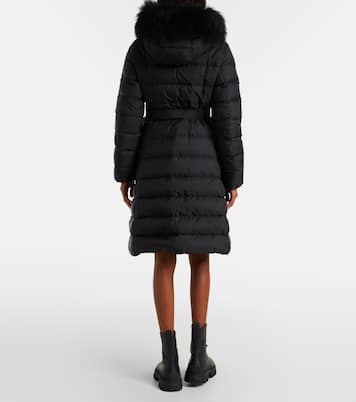 Hooded shearling-trimmed down jacket | Moncler