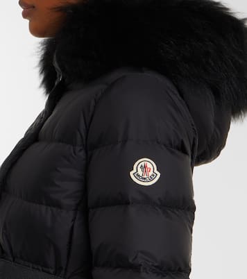 Hooded shearling-trimmed down jacket | Moncler