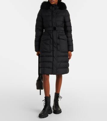 Hooded shearling-trimmed down jacket | Moncler