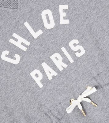 Logo cotton fleece dress | Chloé Kids