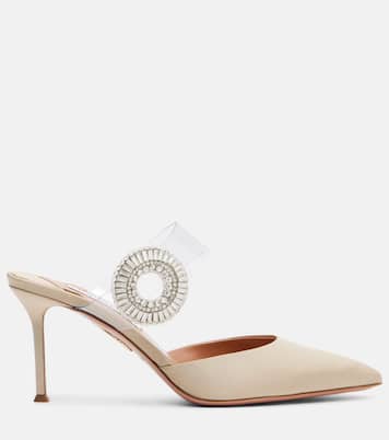 Crystal Hoop embellished PVC mules | Aquazzura