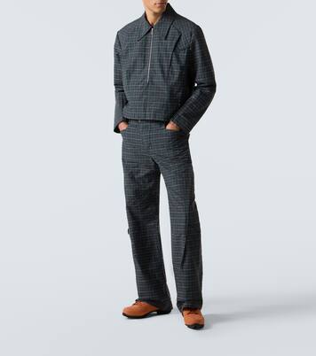 Pantaloni Kraner a gamba larga in misto cotone a quadri | Kiko Kostadinov
