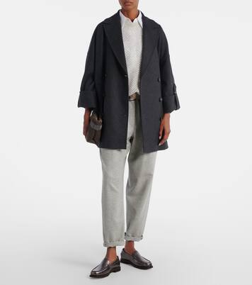 Cropped wool and cashmere straight pants | Brunello Cucinelli