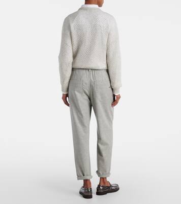Cropped wool and cashmere straight pants | Brunello Cucinelli