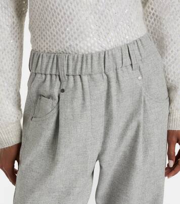 Cropped wool and cashmere straight pants | Brunello Cucinelli