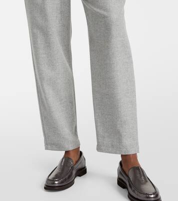 Cropped wool and cashmere straight pants | Brunello Cucinelli