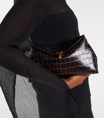 Pochette T-Lock en cuir embossé | Toteme