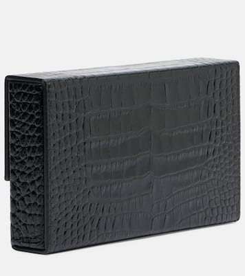 T Latch croc-effect leather box clutch | Tom Ford
