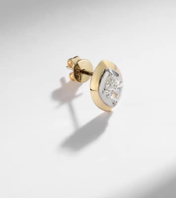 Einzelner Ohrring aus 9kt Gelbgold (375/1000) mit Diamant | Rainbow K