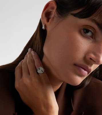 Berlingot Nano 9kt white gold hoop earrings with diamonds | Yvonne Léon