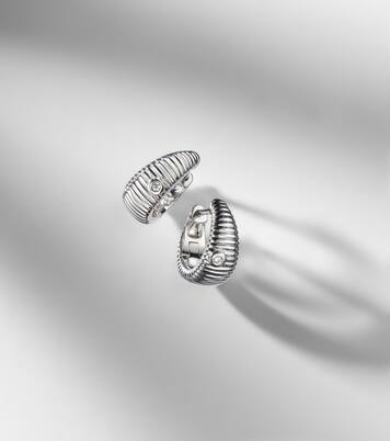 Berlingot Nano 9kt white gold hoop earrings with diamonds | Yvonne Léon
