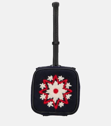 Embroidered leather-trimmed clutch | Moncler