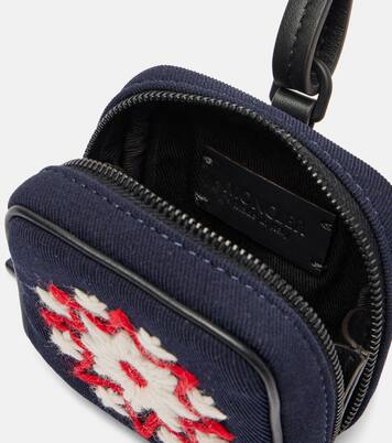 Embroidered leather-trimmed clutch | Moncler