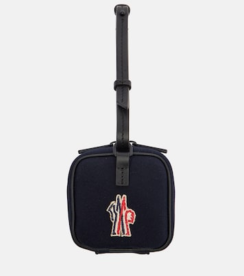 Embroidered leather-trimmed clutch | Moncler