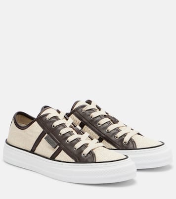 Classic leather-trimmed sneakers | Brunello Cucinelli