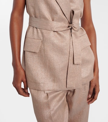 Belted linen-blend vest | Brunello Cucinelli