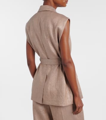 Belted linen-blend vest | Brunello Cucinelli