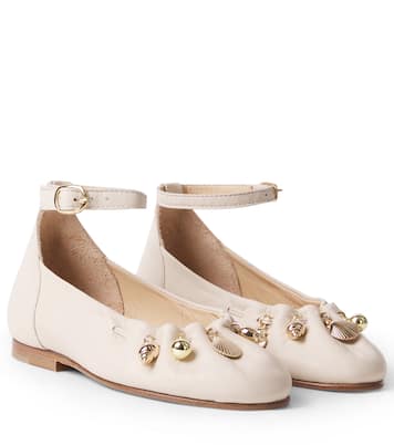 Embellished leather ballet flats | Chloé Kids