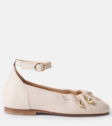 Embellished leather ballet flats | Chloé Kids