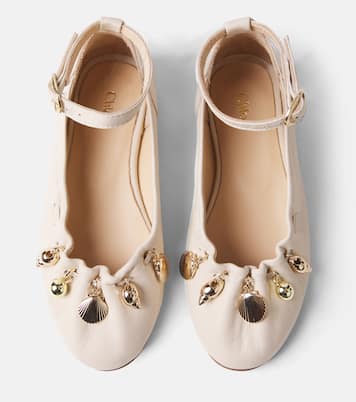 Embellished leather ballet flats | Chloé Kids