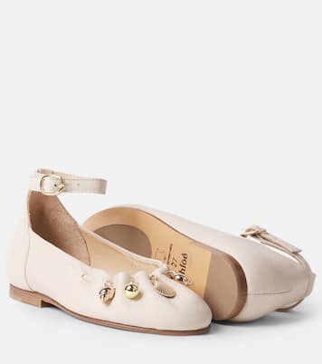 Embellished leather ballet flats | Chloé Kids