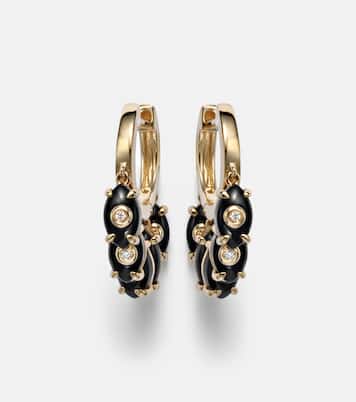 Pendientes de aro de oro de 14 ct (585/1000) con ónix y diamantes | Sydney Evan