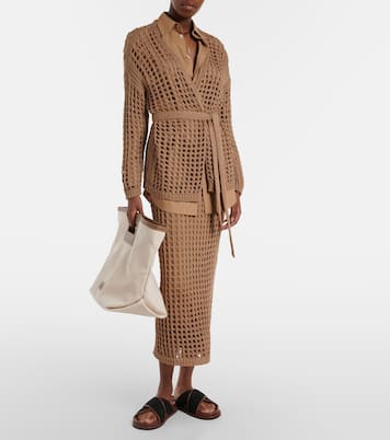 Gelo open-knit cotton wrap cardigan | Max Mara