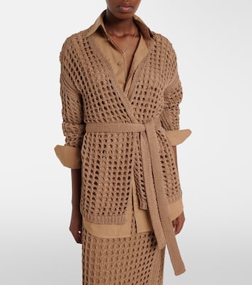 Gelo open-knit cotton wrap cardigan | Max Mara