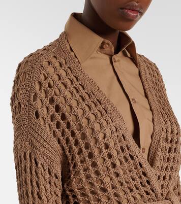 Gelo open-knit cotton wrap cardigan | Max Mara