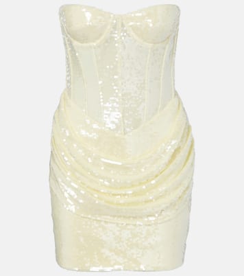 Sequined draped strapless minidress | The New Arrivals Ilkyaz Ozel