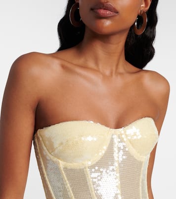 Sequined draped strapless minidress | The New Arrivals Ilkyaz Ozel