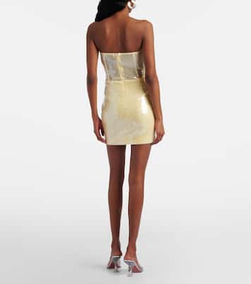 Sequined draped strapless minidress | The New Arrivals Ilkyaz Ozel