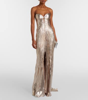Mirren silk-blend chiffon bustier gown | Maria Lucia Hohan