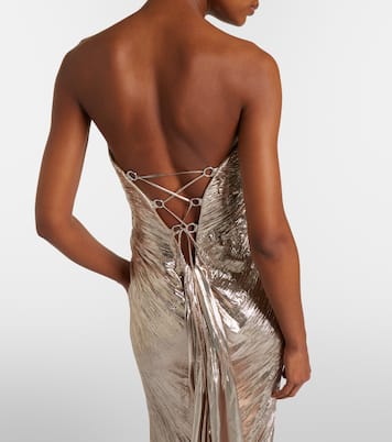 Mirren silk-blend chiffon bustier gown | Maria Lucia Hohan