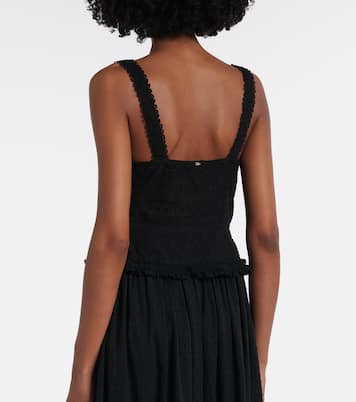 Berry lace-trimmed cotton top | Poupette St Barth