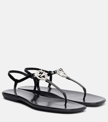 Interlocking G patent leather thong sandals | Gucci
