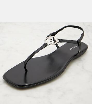 Interlocking G patent leather thong sandals | Gucci