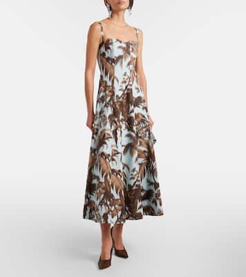 Vestido midi de popelín en mezcla de algodón | Oscar de la Renta