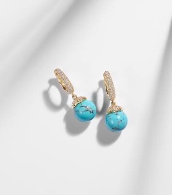 Orb 18kt gold hoop earrings with turquoise and diamonds | Octavia Elizabeth