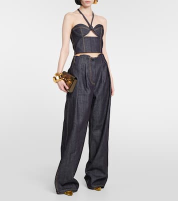 Bustier-Top Aspos aus Denim | The Mannei