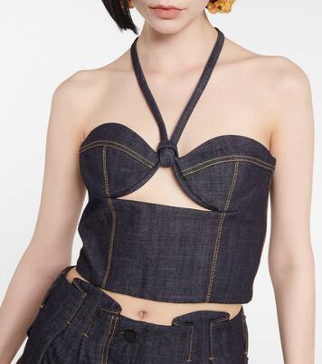Bustier-Top Aspos aus Denim | The Mannei